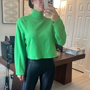 Zara Bright Green Cowl Neck Sweater